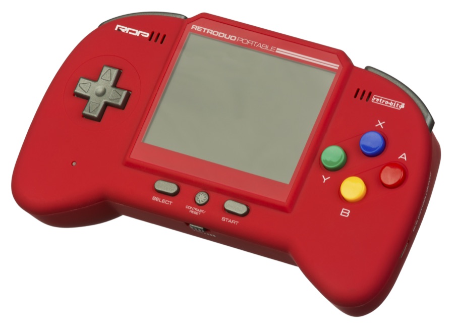 A modern handheld console that plays retro cartridges